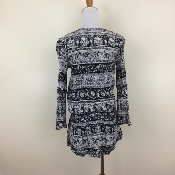 JOIE Black White Print Solid Slip Dress Lined Low Drawstring Waist Dress - Picture 7 of 8